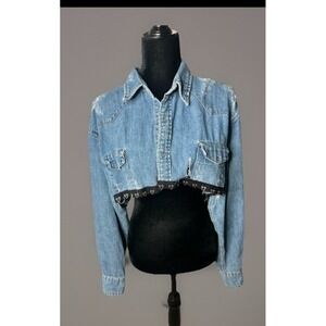 FURST OF A KIND Vintage Upcycled Long-Sleeve Shirt Denim Women's M/L Cropped